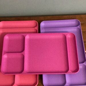 Tupperware tv trays (4) teal,pink, fuchsia, and purple.  9 by 15.